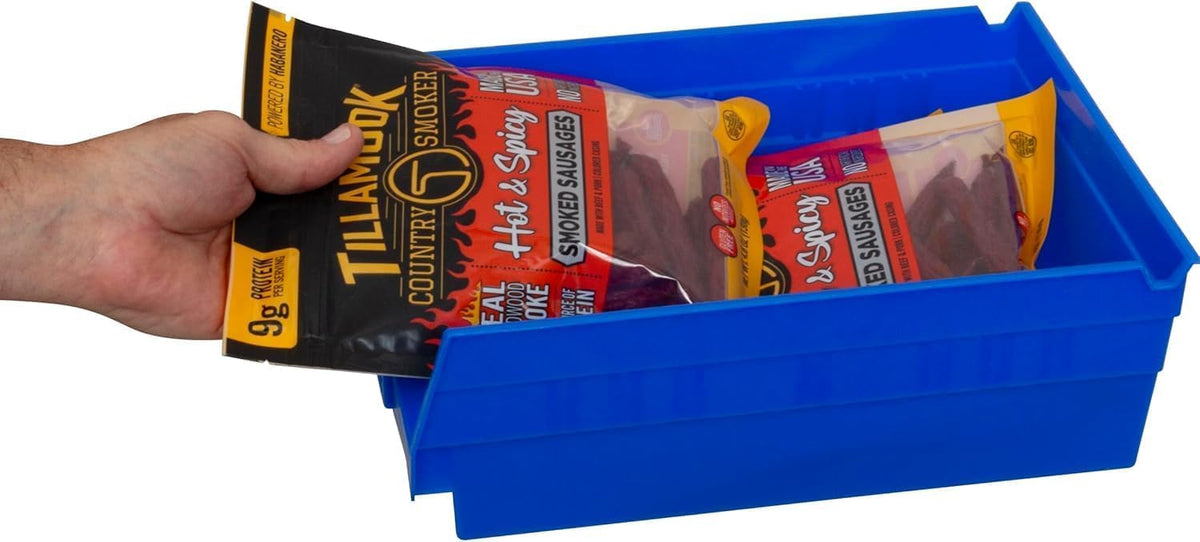 Akro-Mils 30150 12-Inch by 8-Inch by 4-Inch Plastic Nesting Shelf Bin Box, Blue, Case of 12