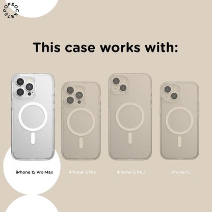PopSockets - Funda para iPhone 15 Pro MAX con Agarre Redondo para teléfono Compatible con MagSafe, Funda de teléfono para iPhone 15 Pro MAX, Compatible con Carga inalámbrica, Cute Aura