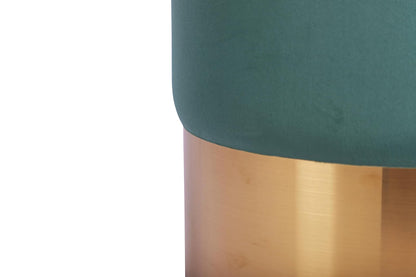 Sochic Taburete Cilíndrico Tapizado en Terciopelo Verde con Base de Acero Inoxidable en Acabado Dorado