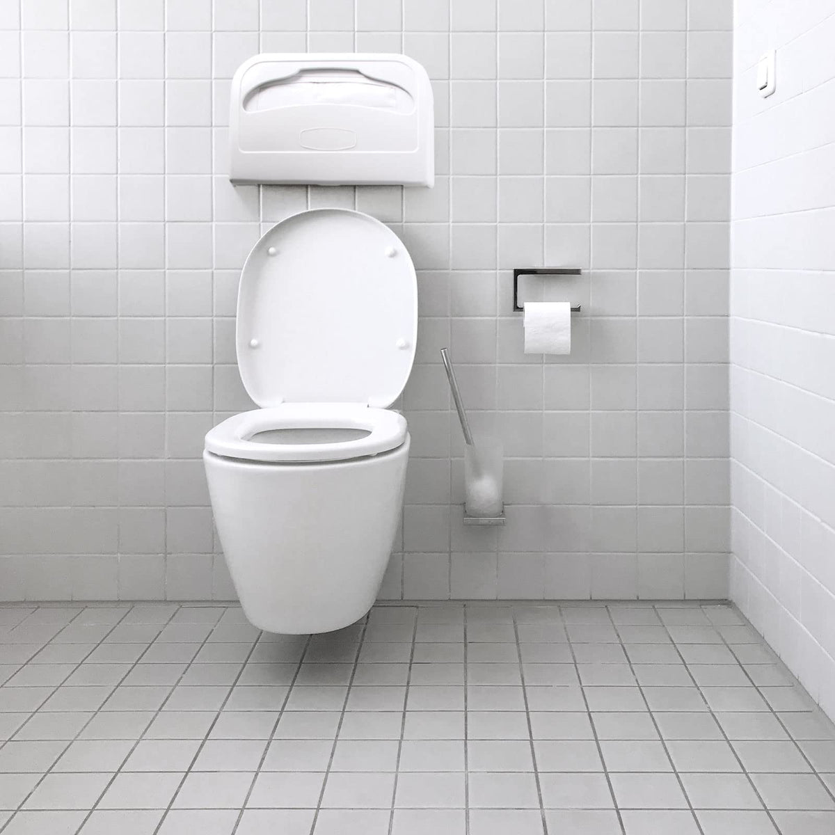 EZbrnd - Dispensador de funda de asiento de inodoro de medio pliegue para uso comercial, baño, oficina, papel de funda de asiento se vende por separado, color blanco, 3100-EZ