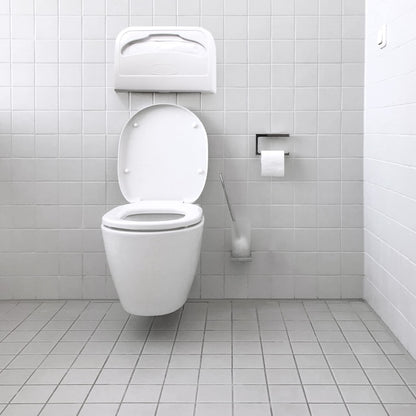 EZbrnd - Dispensador de funda de asiento de inodoro de medio pliegue para uso comercial, baño, oficina, papel de funda de asiento se vende por separado, color blanco, 3100-EZ