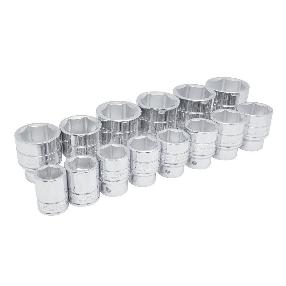 Urrea 5548H Disco de 3/4 de pulgada, 6 cantos 1 – 1/2 Pulgadas cromado Socket - 14 piezas - 12 puntas