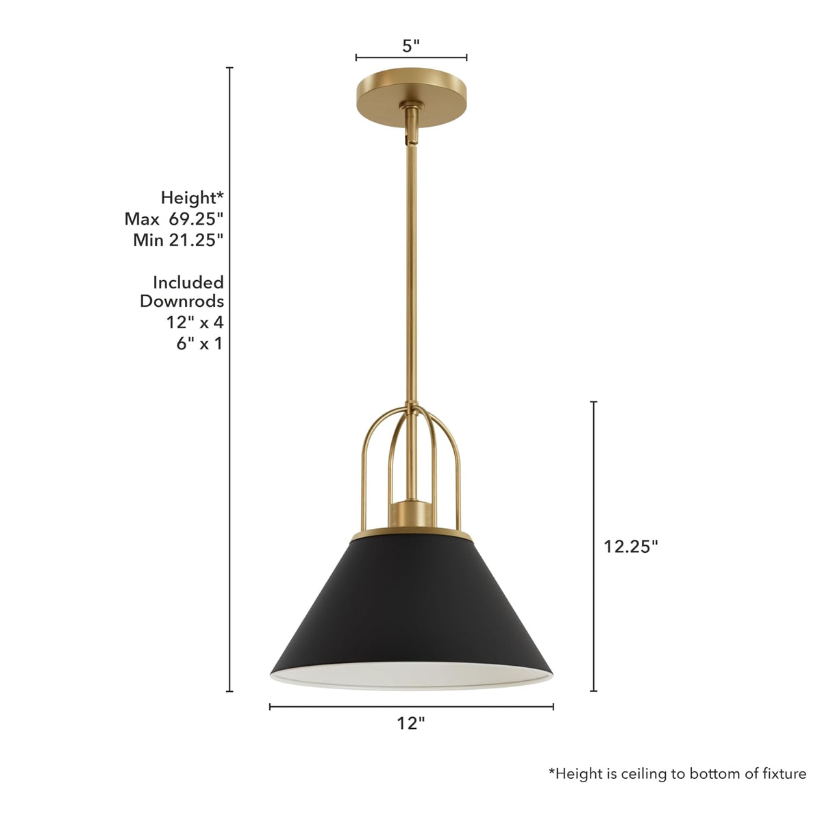 HUNTER, Candelabro Carrington Isle 1 Luz 12 pulgadas