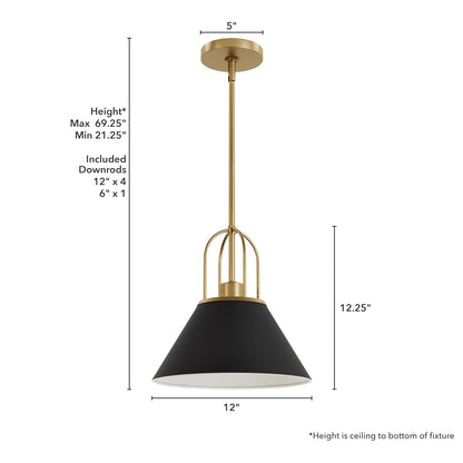 HUNTER, Candelabro Carrington Isle 1 Luz 12 pulgadas