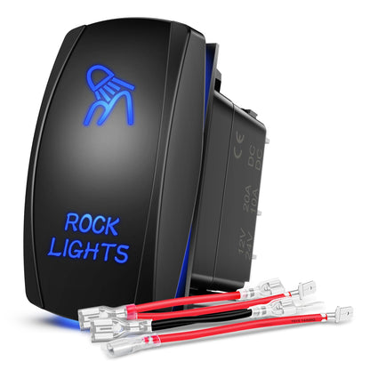 Nilight Interruptor Basculante LED de 5 Pines 20 A/12 V, 10 A/24 V, Azul, 90008B - Azul