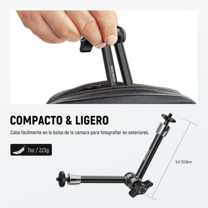 NEEWER Brazo Mágico 9,8"/25cm, Brazo Articulado de Fricción Aleación de Aluminio con Tornillos 1/4" y Cabezales de Bola 360° para Jaula de Cámara, Monitor, Luz Video LED, Flash, Cámara de Acción,ST08
