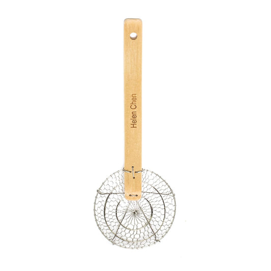 Helen's Asian Kitchen Colador araña de malla de acero inoxidable para alimentos, empanadas, fideos, Bamboo, Multicolor, 5-Inch, Bamboo, 1