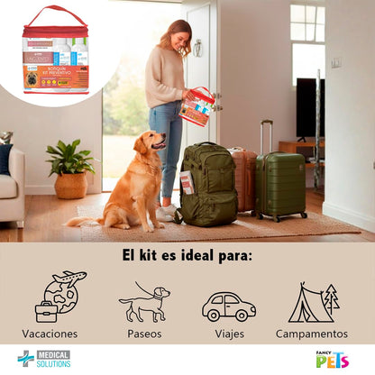 Fancy Pets MS Kit Preventivo Botiquín para Perro con 7 Piezas Jabón Antiséptico Gel Cicatrizante Limpiador de Oídos Toallitas y Desinfectante