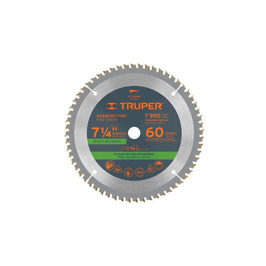 Truper ST-760MM, Disco sierra 7-1/4" multimaterial 60 dientes centro 5/8"