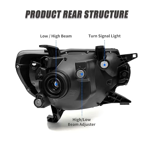 ADCARLIGHTS 2012 2013 2014 2015 TACOMA - Repuesto para faros delanteros TACOMA 2012-2015, carcasa negra, reflector ámbar, lado del conductor y del pasajero