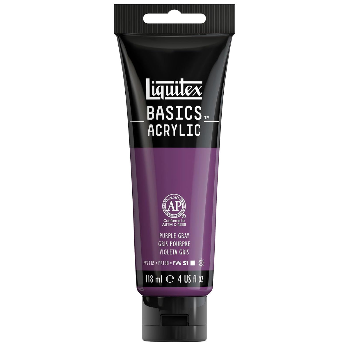 Liquitex Basics Pintura Acrílica, Tubo de 4 oz - Morado (Purple Gray 263) - Tubo de 4 onzas