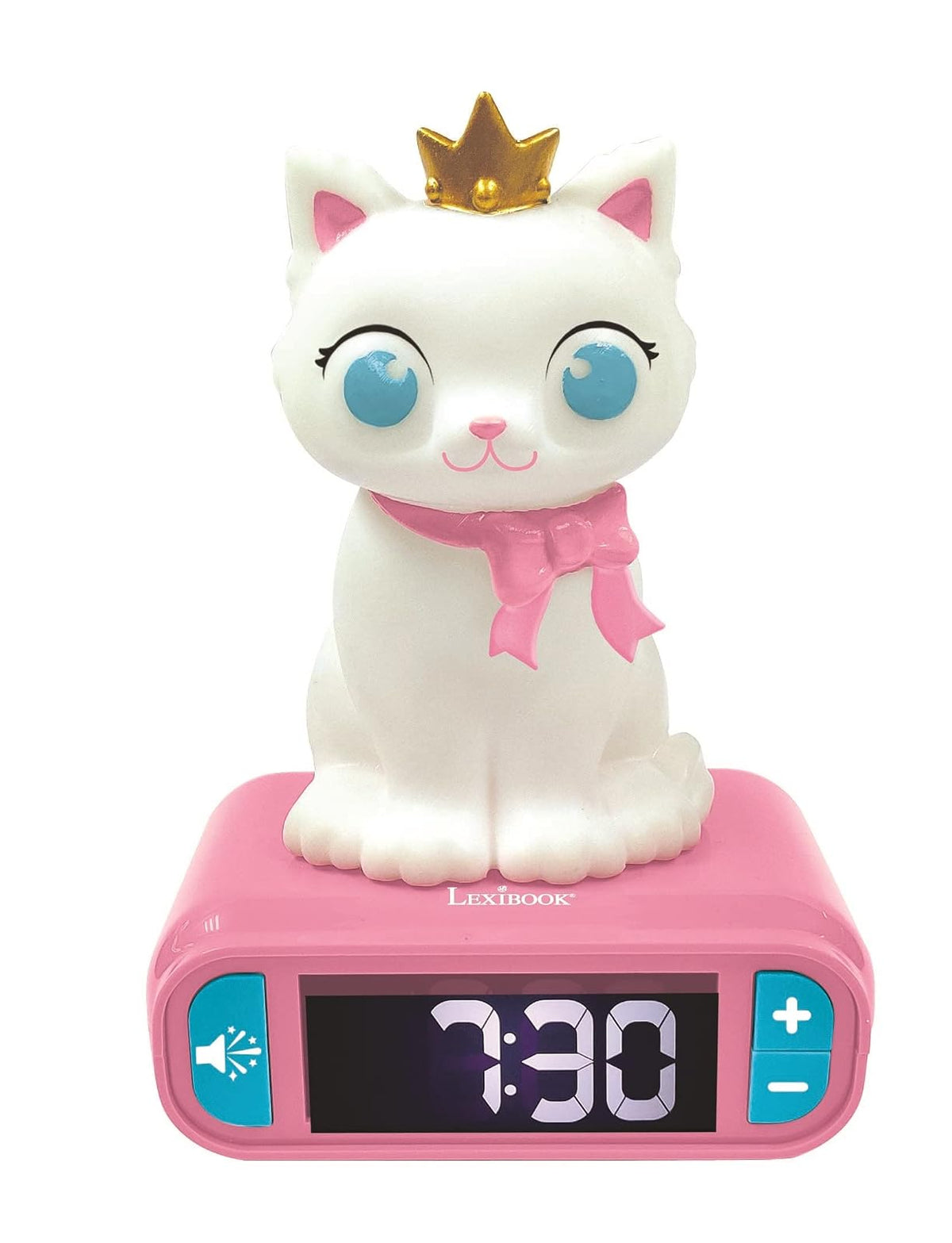 Lexibook Disney Frozen Reloj Despertador con Luz Nocturna y Sonidos, Pantalla LCD Digital - Gatito