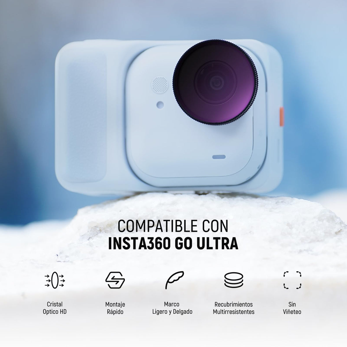 NEEWER Polarizado ND Filtro Juego Compatible con Insta360 GO Ultra (ND8/PL ND16/PL ND32/PL ND64/PL) Filtro Objetivo Polarizador Densidad Neutra Rosca, HD Vidrio Óptico Action Cam HD Accesorios, FL-C52