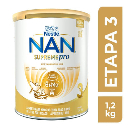 NAN 3 Supreme Pro Alimento Para Niños A Base de Leche, 1 Año, Lata 1.2 kg