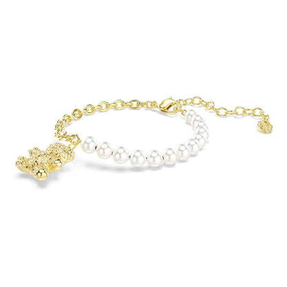 Pulsera Swarovski Idyllia, Crystal Pearl, Corte redondo, Teddy, Gold tSwarovski One, Oro-tSwarovski Un baño