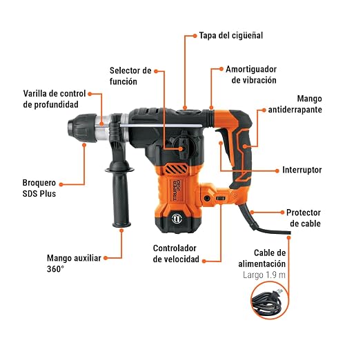 Truper PRO ROEL-60A, Rotomartillo SDS Plus/destornillador 6 J, 1500W