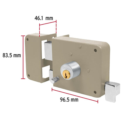 Hermex CS-75IB, Cerradura de sobreponer, clásica, instala-fácil, izq., blíster