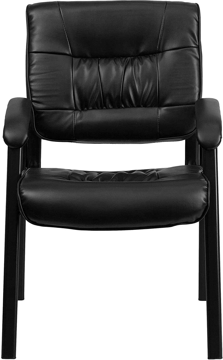 Flash Furniture Haeger LeatherSoft - Silla de recepción ejecutiva con reposabrazos Acolchados, Silla Lateral tapizada para Sala de Estar u Oficina, Color Negro