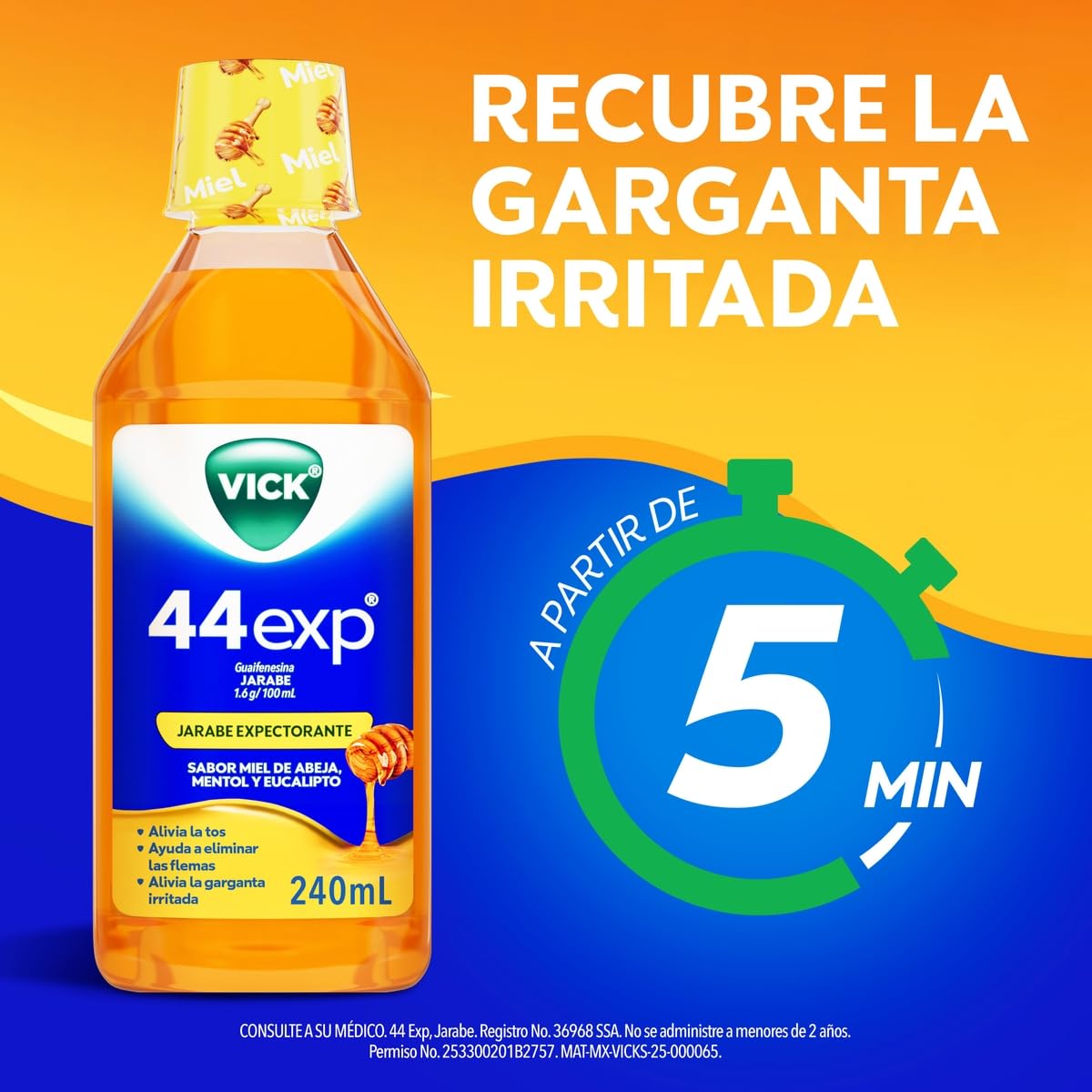 Vick Jarabe 44Exp Miel Alivia la Tos con Flemas 240ml