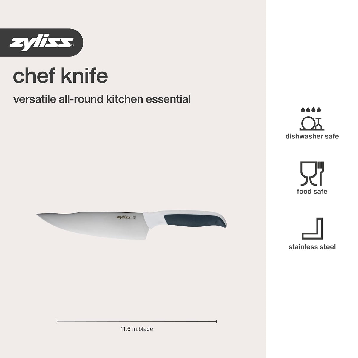 Zyliss E920210U Comfort - Cuchillo de chef, 17,8 cm, color blanco
