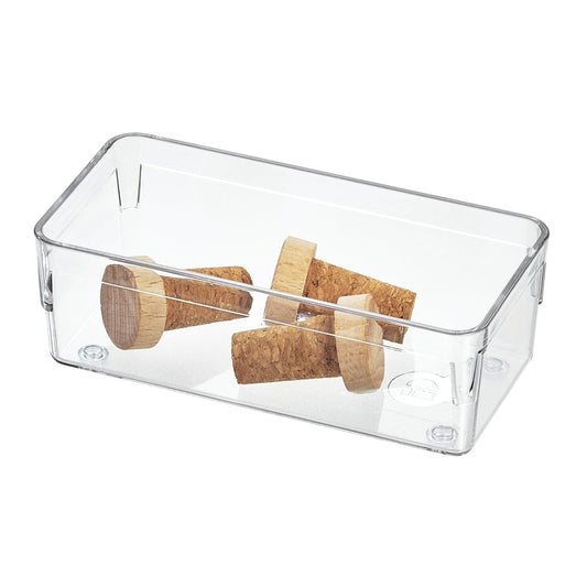 iDesign - Solución organizadora de cajones de plástico reciclado, 3 x 6 x 2 pulgadas, contenedor transparente