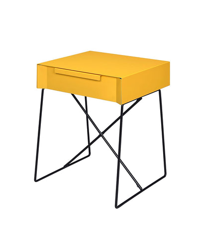 Major-Q Mesa Auxiliar Estilo Retro con Base de Metal para recámara/Sala de Estar/Sala de Juegos, Amarillo Acabado 18 x 15 x 22