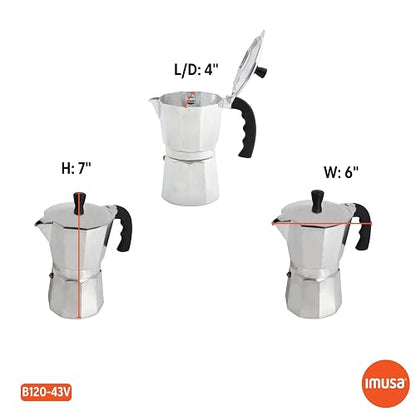 IMUSA Cafetera de espresso para estufa, Plateado, 6 Tazas, 1