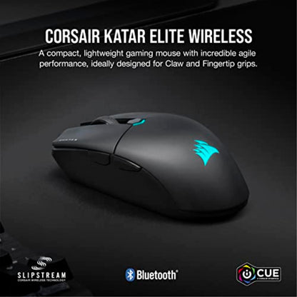 Corsair KATAR Elite Wireless Ratón Ultraligero para Juegos FPS - 26,000 dpi - Forma Simétrica Compacta - hasta 110 Horas de Batería - Compatible con iCUE - PC, PS5, PS4, Xbox - Negro