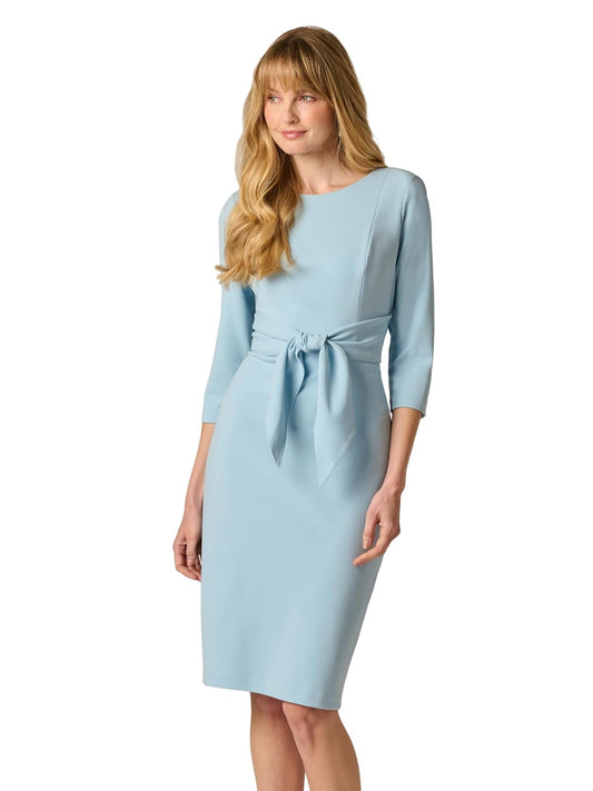 Adrianna Papell Vestido de Vaina de Lazo con Mangas de Tres Cuartos Vestido para Mujer