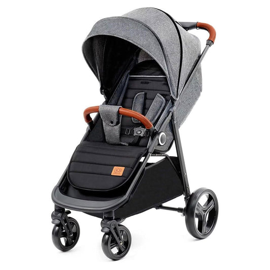 Kinderkraft GRANDE PLUS Carriola, ligera desde Nacimiento hasta 22 kg, Silla de Paseo, Plegado con una sola mano, Posición tumbada, Suspensión de todas ruedas, Capota grande XL, Grigio