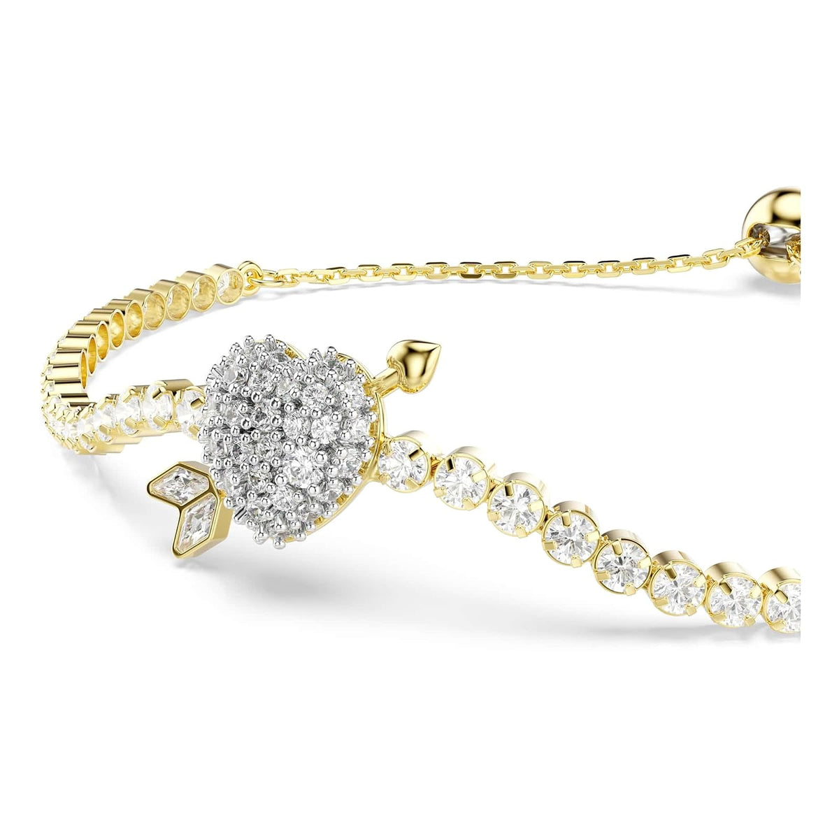 Pulsera Swarovski Idyllia, Corazón con flecha, Blanco, Oro-tSwarovski Un baño