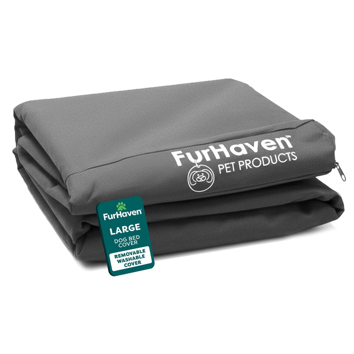 Furhaven Funda de Repuesto para Cama de Mascota Ultra Afelpada - Oxford Stone Gris - Large - Colchón tradicional (solo funda)