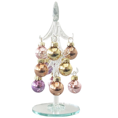 Running Decora | Árbol Navideño De Vidrio Transparente | Esferas Tono Pastel Metálicas | Adornos Navideños | 15 cm