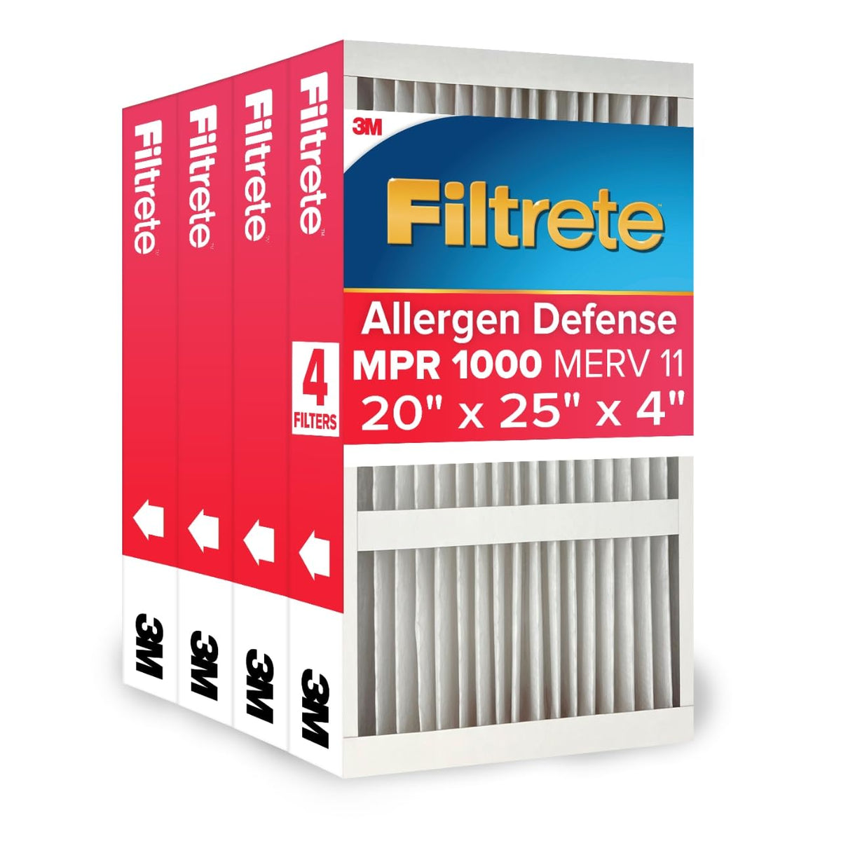 Filtrete Filtro de Aire de Horno de CA de 20 x 25 x 4 Pulgadas, MPR 1000, MERV 11, se Adapta a Honeywell y AprilAire Space-Gard, Defensa de alérgenos, Filtro de Limpieza de Aire electrostático