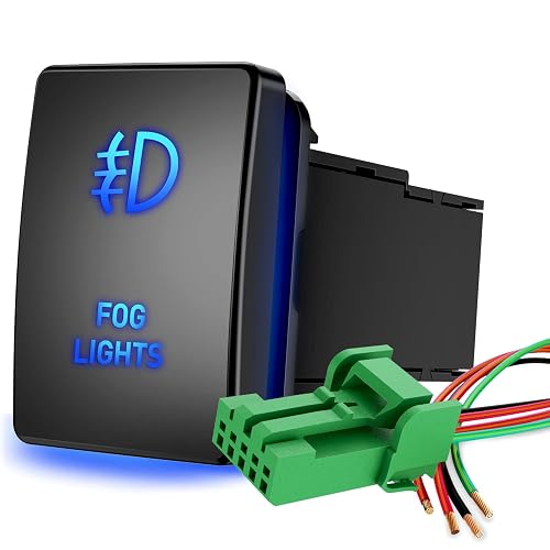 Nilight - Interruptor de botón de luces antiniebla de 12 V con kit de cable conector, repuesto para Toyota Sequoia Highlander Tacoma Tundra 4Runner RAVR Yaris, 2 años de garantía, color negro