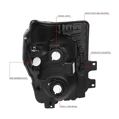 DNA Motoring HL-OH-FSU13-SM-AM Faros Ahumados Ámbar para Ford F-250/F-350/F-450/F-550 Super Duty 11-16