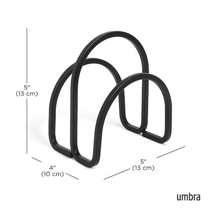 Umbra Squire Servilletero, Negro | Divisor integrado, funciona como asa, parece hierro fundido, fácil de transportar, se adapta a servilletas de cena