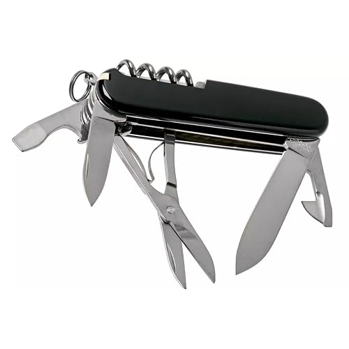 Victorinox Navaja Huntsman Negro, Con Funda Y Cordón