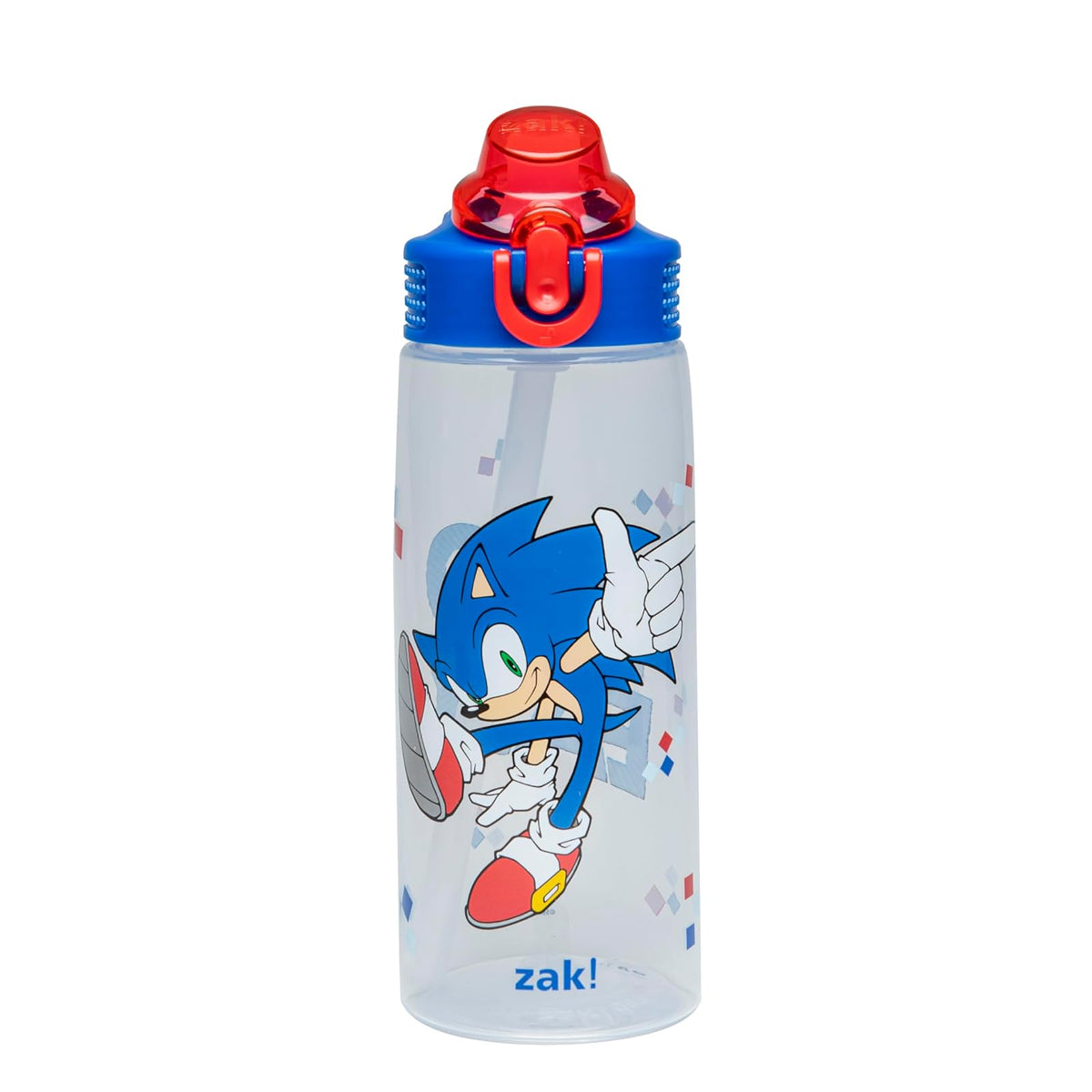 Zak Designs Botella de Agua con Popote, 25 oz, Varios Diseños - 25 Ounces - Sonic the Hedgehog