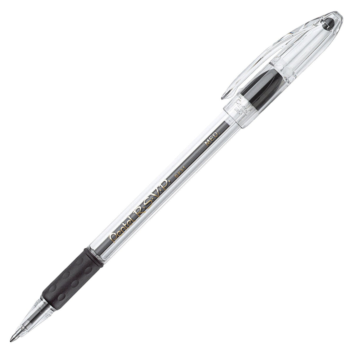 Pentel R.S.V.P. Bolígrafo Azul Punto Medio 1 mm Caja 12 Piezas - Negro - 12 Count (Pack of 1)