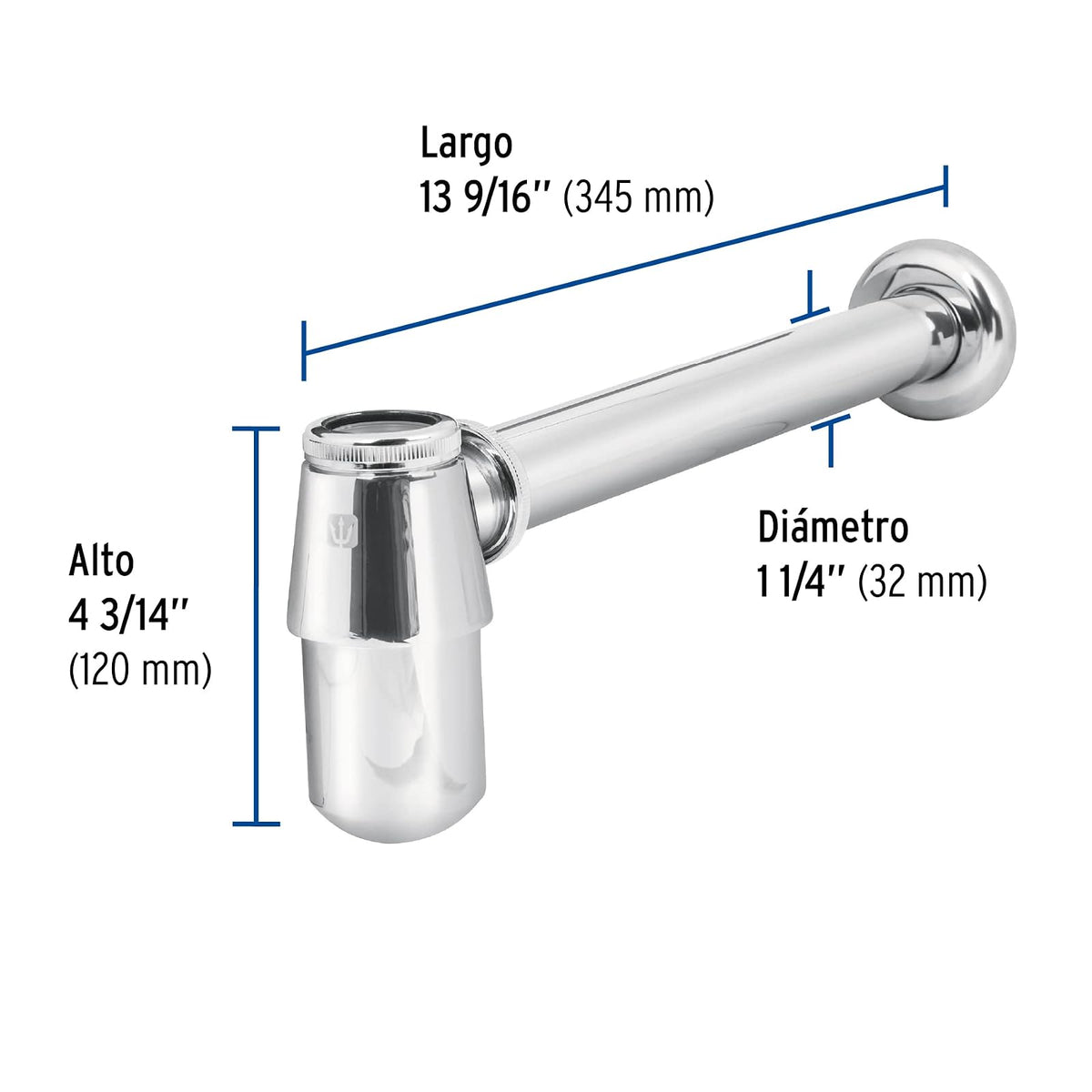 Foset CE-211, Céspol de bote sin contra para lavabo de 1 1/4", de latón cromado