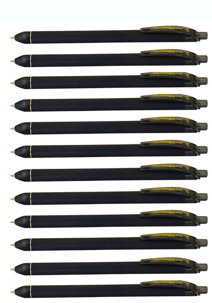Pentel EnerGel Kuro Bolígrafo Retráctil de Gel Líquido 0.7 mm - Negro - - Paquete de 12