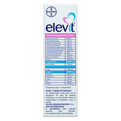 Elevit Embarazo y Lactancia, Multivitamínico con Ácido Fólico y Hierro, Ayuda el Sano Desarrollo de los Órganos de tu Bebe, Vitaminas para Mujer y Bebé, 30 Tabletas