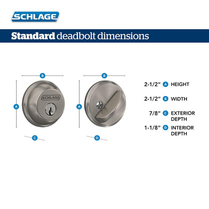 Schlage Deadbolt, llave 2 lados, Bright Brass