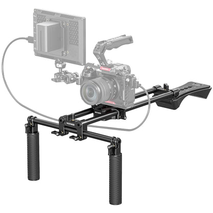 NEEWER Kit Plataforma de Hombro Universal, 16"/40cm Extendido 15mm, Soporte de Varas, Estabilizador de Cámara para Videocámara DSLR, Compatible con SmallRig Follow Focus/Lens Support/Matte Box, SR004