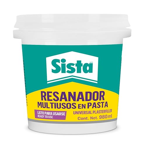 Sista Resanador Multiusos, pasta suave para resanar, sellador de grietas, hoyos, techos y plafones, no se agrieta ni pierde volumen, resanador de paredes blanco, 1x980ml
