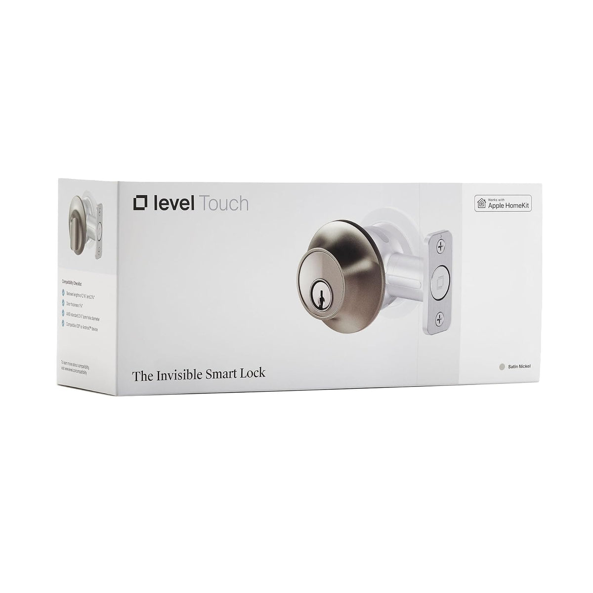 Level Lock Smart Lock Touch Edition - Cerrojo inteligente para entrada sin llave con táctil, tarjeta o smartphone, bloqueo Bluetooth, compatible con Apple HomeKit, níquel satinado