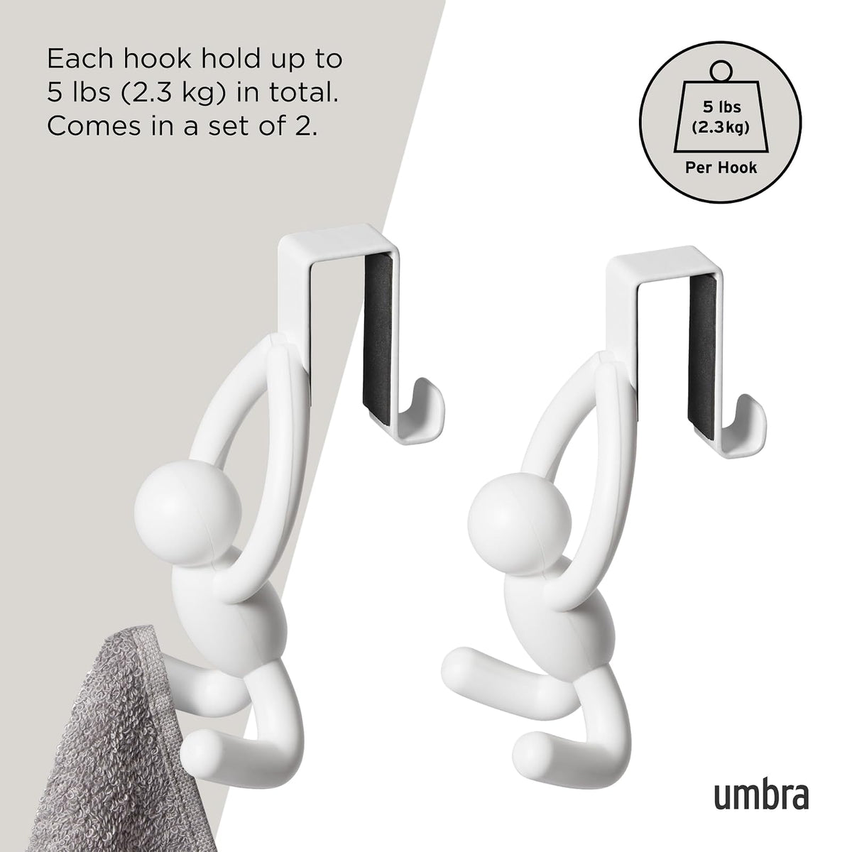 Umbra - Perchero Buddy 2 Ganchos Blanco