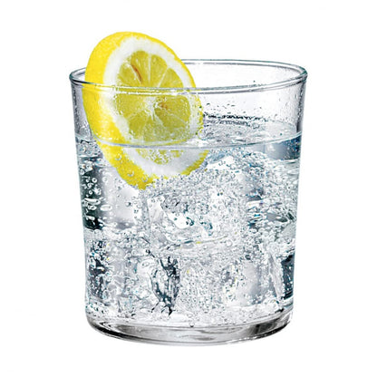 Trilogy | Juego de 6 Vasos Old Fashioned de Vidrio Italiano Duradero, Silueta Moderna, Vasos para Agua, Cocteles, Licores o Bebidas en las Rocas, Colección Ravello, Transparente, 370 mililitros