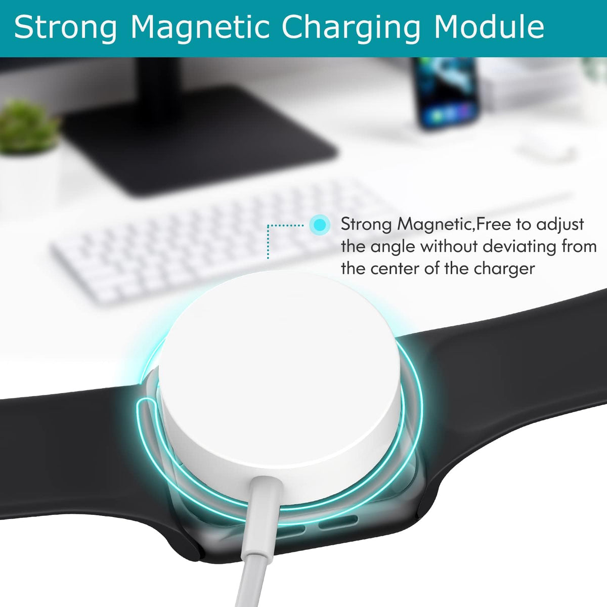 NEVOLA Cable USB-C para Cargador de Apple Watch de 6.6 pies, para iWatch Cargador magnético rápido inalámbrico Compatible con Apple Watch Series 7/6/5/4/3/2/1/SE